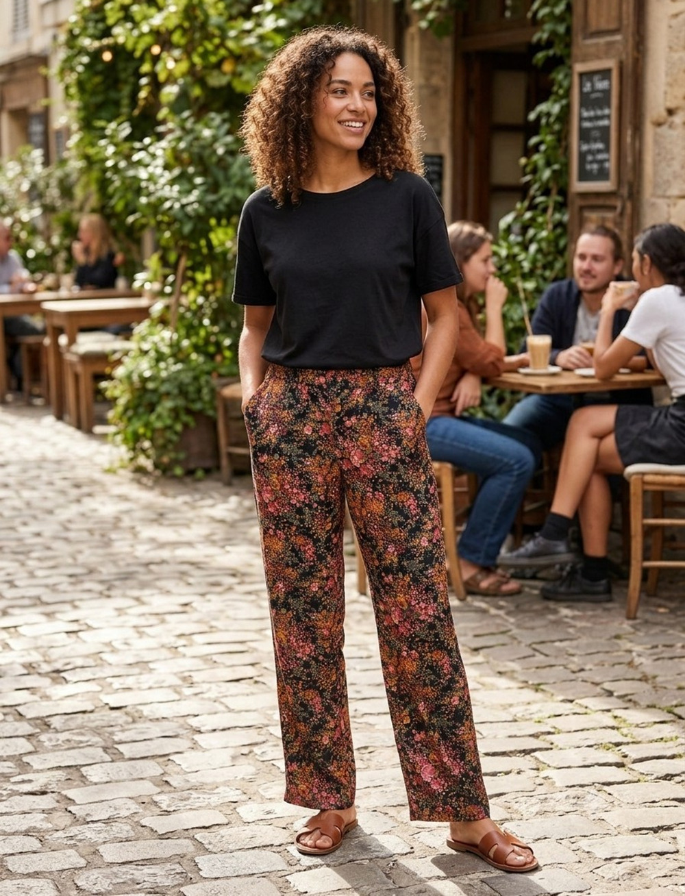 New Mizrahi Live Women’s Floral Pull-On Pants Straight Leg Stretch US 10